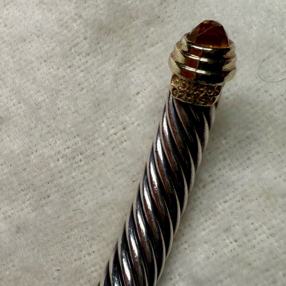 David Yurman Sterling Silver 4mm Cable Classics Bracelet Citrine & 18k Gold - Picture 7 of 7